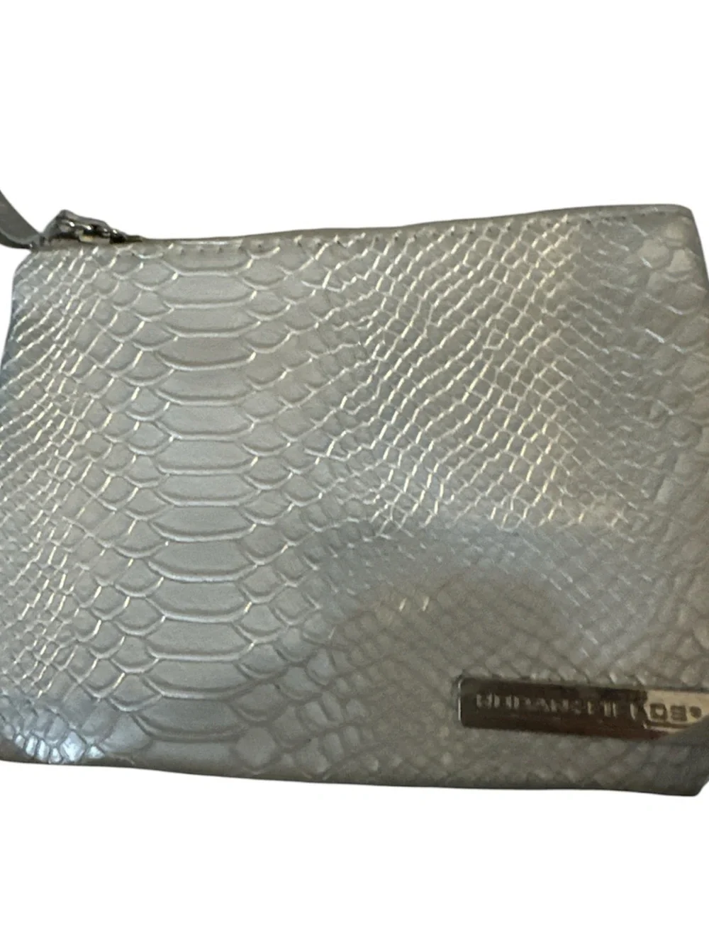 NWOT Rodan + Fields Metallic Silver Snake-Embossed Cosmetic Pouch
